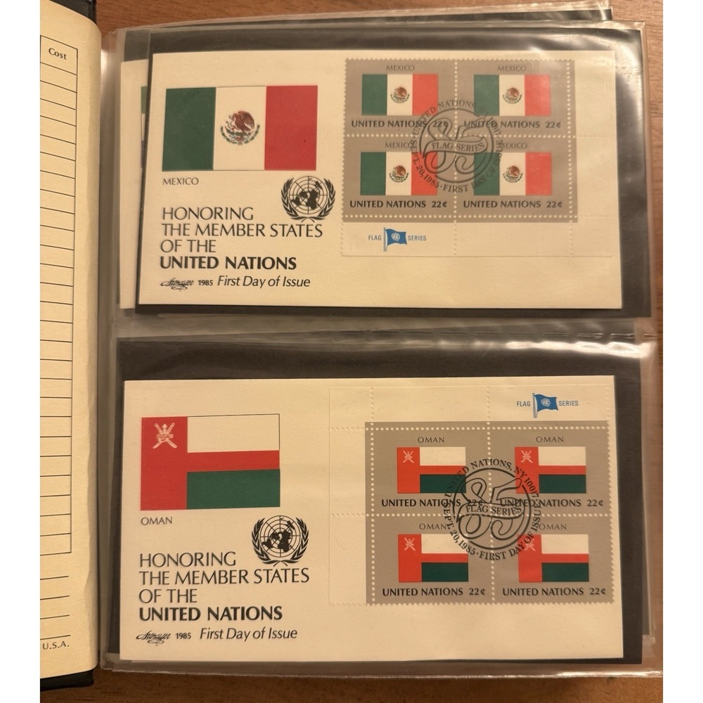 104 Mixed UNITED‎ NATIONS First Day Covers Stamps 1985-1987 W/ Binder. Rare Lot